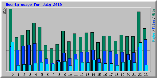Hourly usage for July 2019